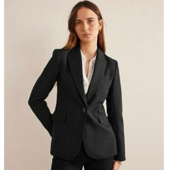 Boden Women 10 Black Tailored Blazer Office Career Elegant Classic Single Button - Picture 1 of 12